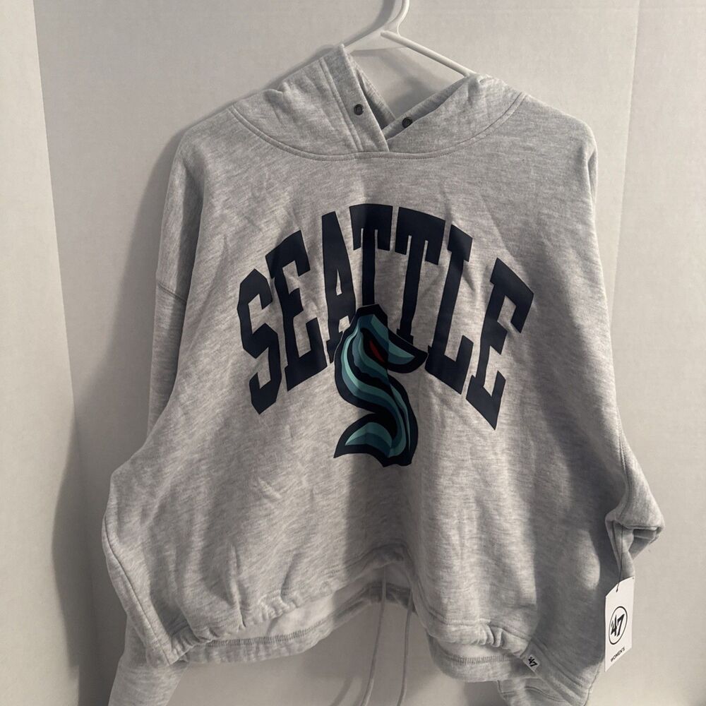 Seattle Kraken NHL Women’s ‘47 Cropped Hooded Sweatshirt Size X-Large NWT